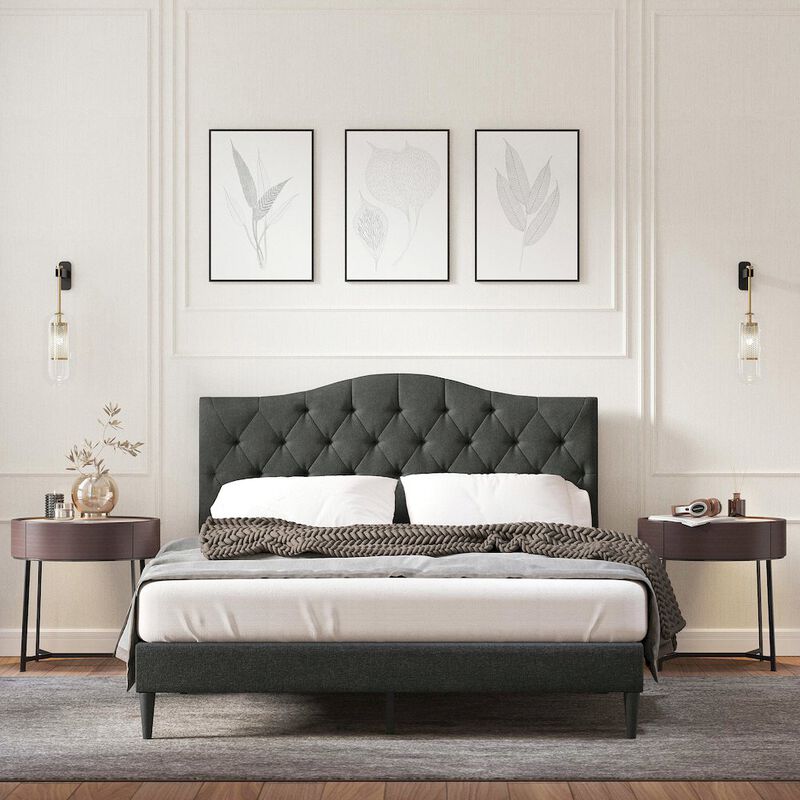 Rize Home Upholstered Complete Bed Queen Gray image number 5
