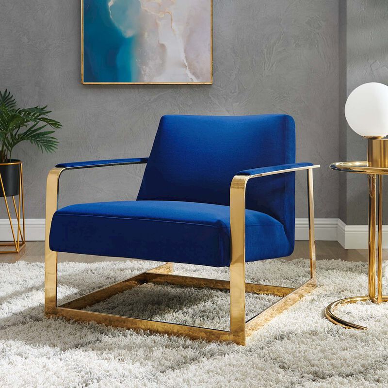 Modway Seg Performance Velvet Accent Chair, Gold Navy image number 5