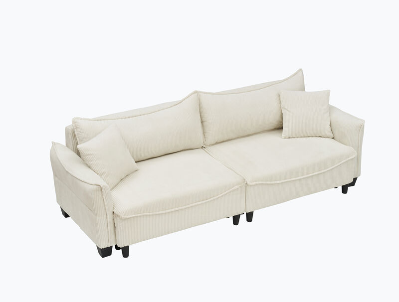 Merax Corduroy Fabric Loveseat Sofa Bed with Pillows