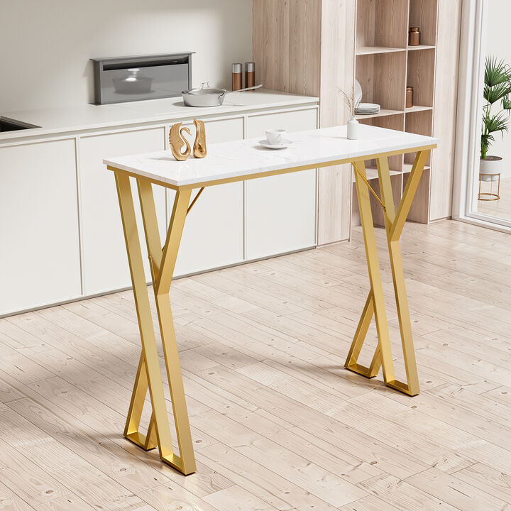 Merax Modern High White Bar Table for Kitchen