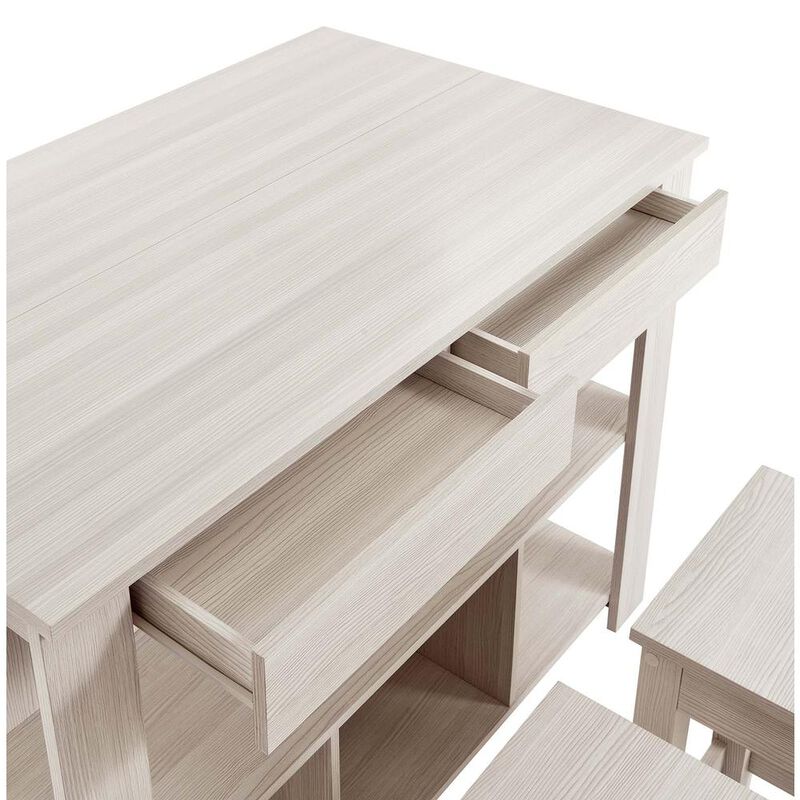 Modway Meadowbrook 3-Piece Kitchen Island and Stool Set