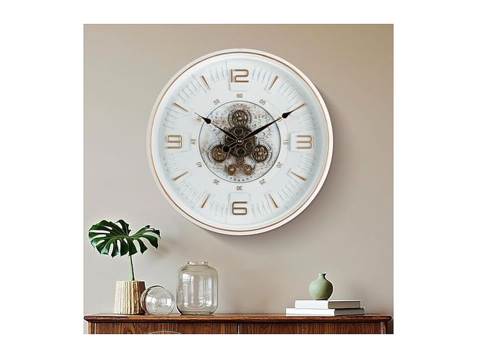 Vintage Moving Gears Industrial Retro Wall Clock 20 Inch Living Room Decor