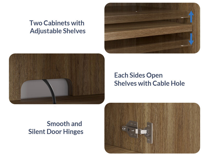 BELLEZE TV Stand with 23" Electric Fireplace Heater, 68" Entertainment Center for TV Up to 75",  Media Console Table with Cable Management for Living Room, Bedroom