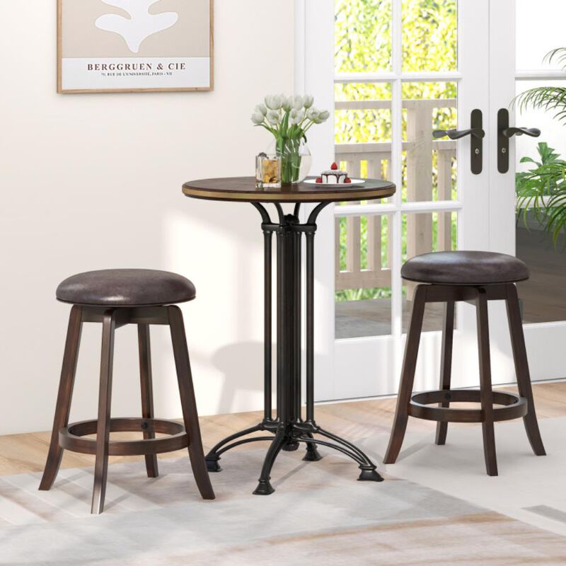 Hivvago Set of 2 Upholstered PU Leather Bar Stool with 360&deg; Swivel Round Seat