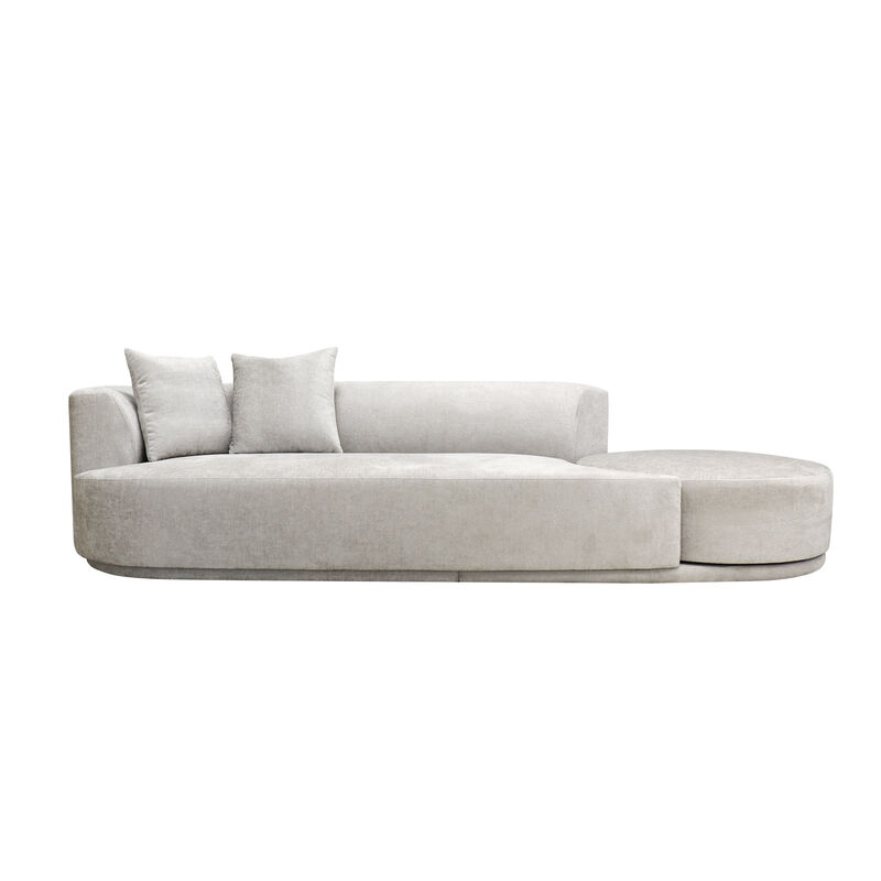 Pasargad Home Noho Cielo Design Sofa with Swivel Base Ottoman & 2 Pillows, Beige