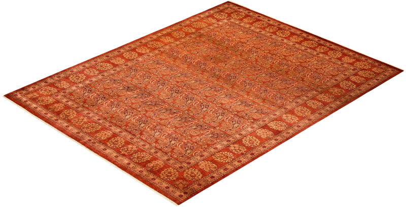Eclectic, One-of-a-Kind Hand-Knotted Area Rug  - Orange, 9' 2" x 11' 10" image number 8
