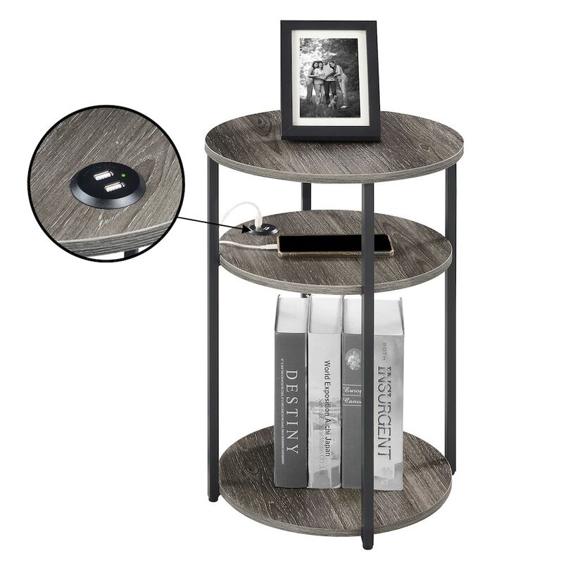 Designs2Go Simon 3 Tier End Table with USB Ports