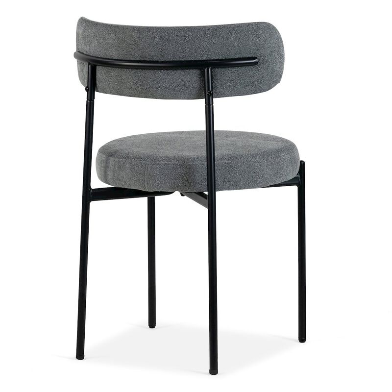 Glamour Home Set of 2 Avrom Gray Boucle Dining Chair with Black Metal Legs