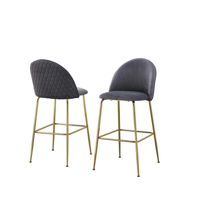 Best Quality Furniture Dark gray barstool with a gold base