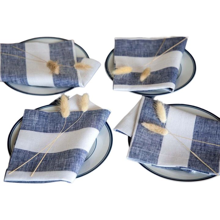 Linen Dinner Napkins - Cabana Stripe