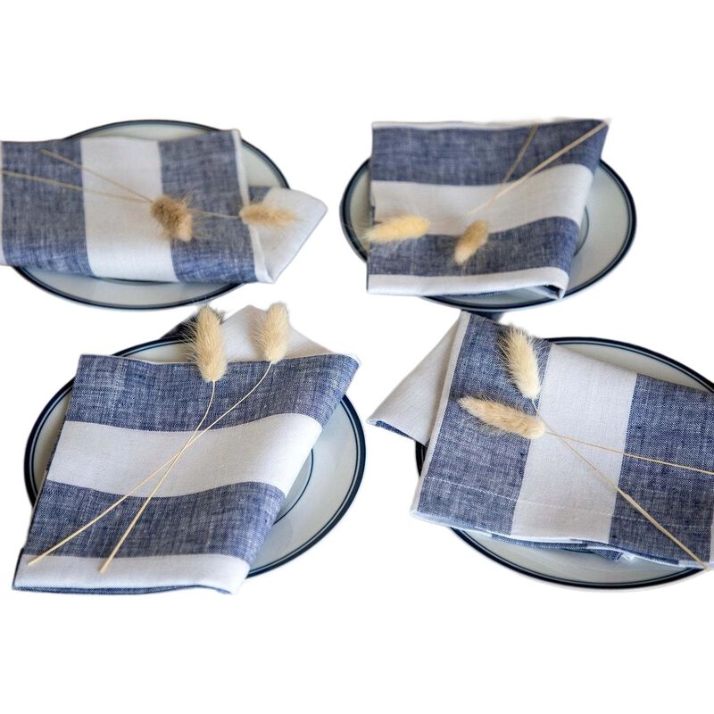 Linen Dinner Napkins - Cabana Stripe image number 0