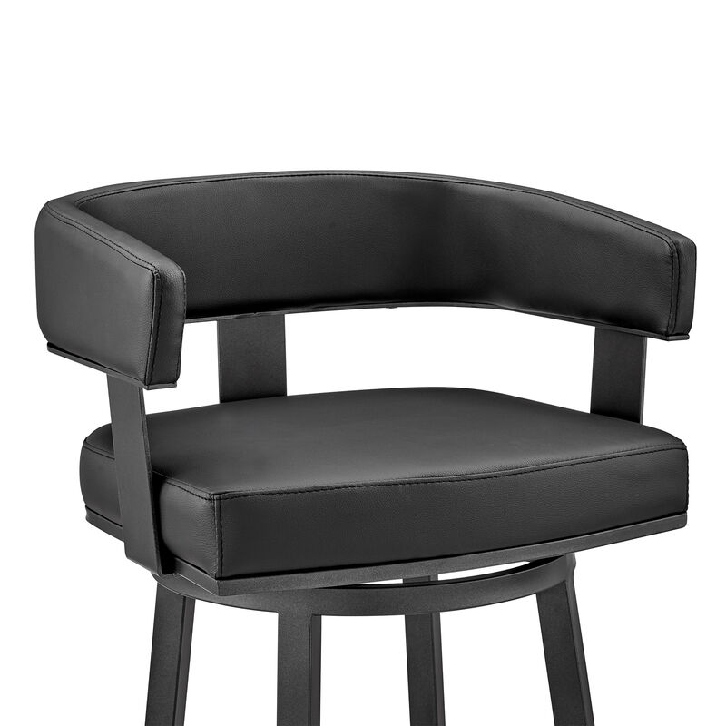 Lorin  Counter Height Swivel Bar Stool in Black Finish and Black Faux Leather