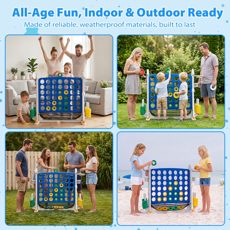 Portable 4 in 1 Row Connect Game with Mesh Net and Adjustable Height image number 6