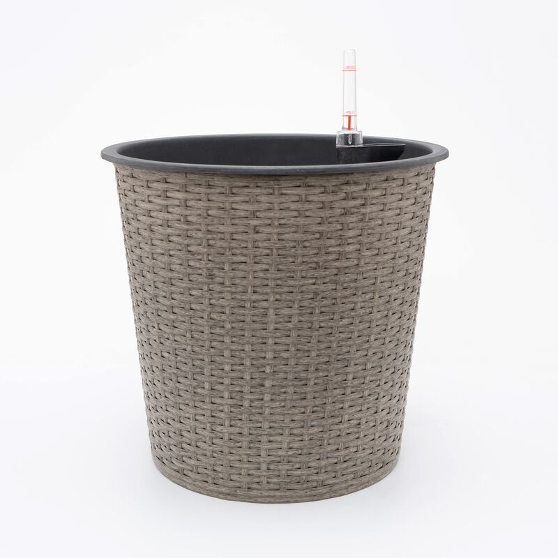 13 in.Gray Wicker Self-watering Planter image number 0