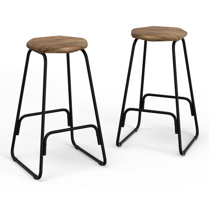 Orson Industrial Metal 26 inch Saddle Counter Height Stool (Set of 2) in Natural