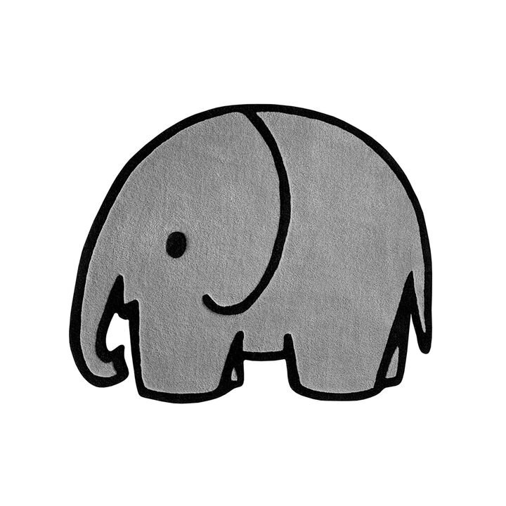 Rug OLIFANT Elephant Grey / Black Print 3.3 x 2.7ft