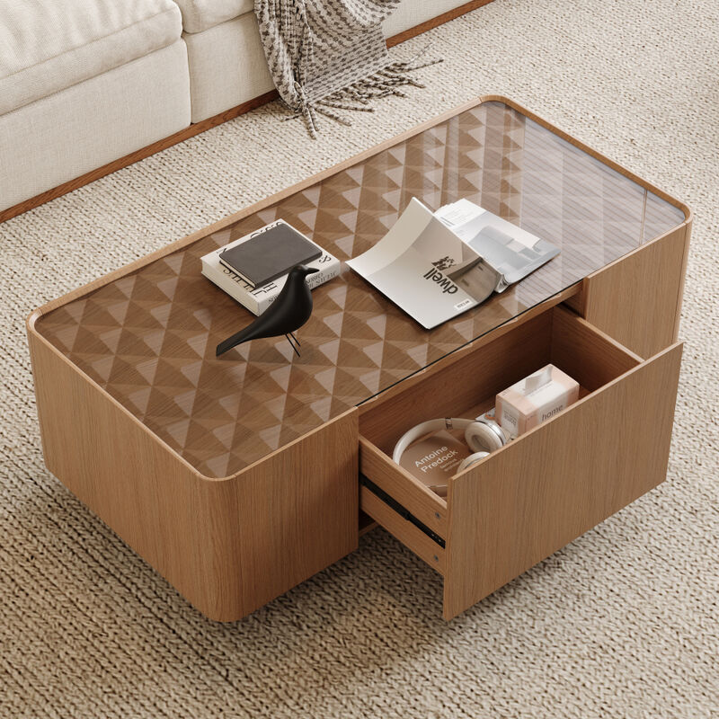 Jomwex Mid-Century Modern Glass Top Coffee Table image number 8