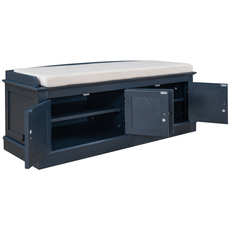 Streamdale Multi-Purpose Storage Bench with Adjustable Shelves and Cushioned Seat image number 8