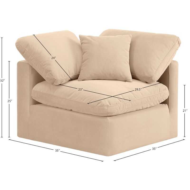 Meridian Furniture Indulge Beige Velvet Corner Chair