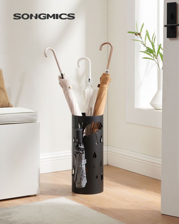 Metal Umbrella Stand with Drip Tray and Hooks &ndash; Stylish Home and Office Decor