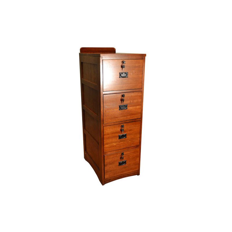 Crafters and Weavers Mission Solid Oak 4 Drawer File Cabinet - Michael's Cherry