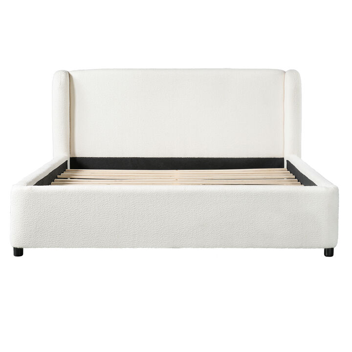 Christopher Knight Home Vigour Boucle Upholstered Platform Bed with Wingback Headboard