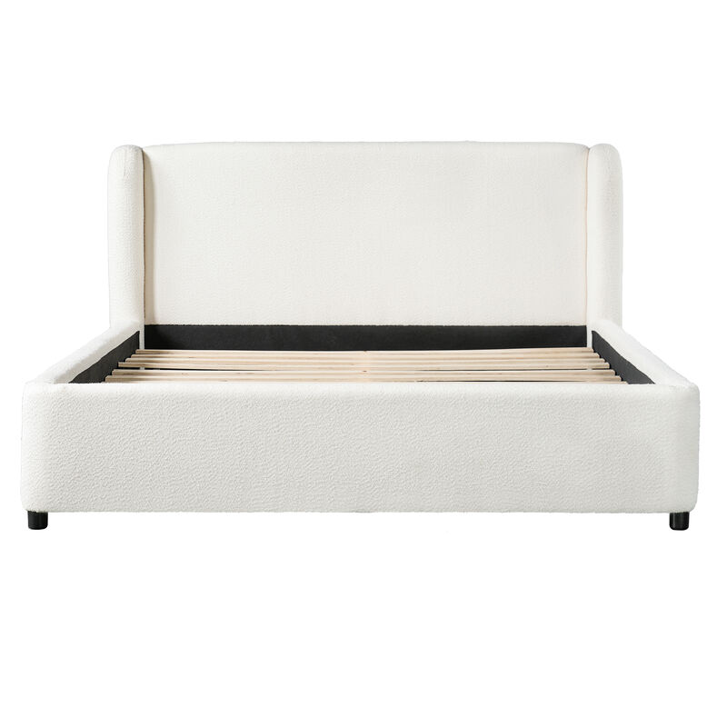 Christopher Knight Home Vigour Boucle Upholstered Platform Bed with Wingback Headboard image number 0