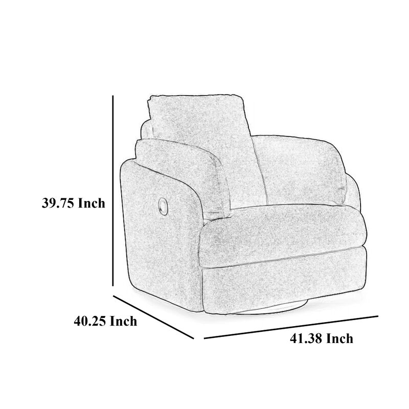 Meso Swivel Manual Glider Recliner Chair, Ink Blue Nuvella Polyester - Benzara