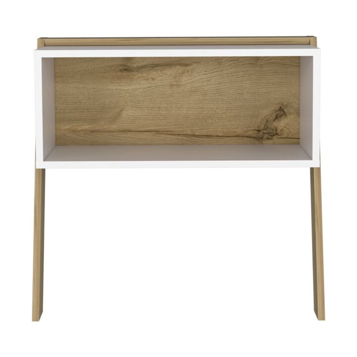 DEPOT E-SHOP Leticia Nightstand, Two Legs, One Shelf, Superior Top, Light Oak / White