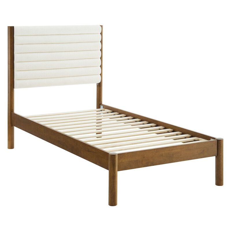 Olea Channel Tufted Boucle Solid Wood Twin Platform Bed image number 0