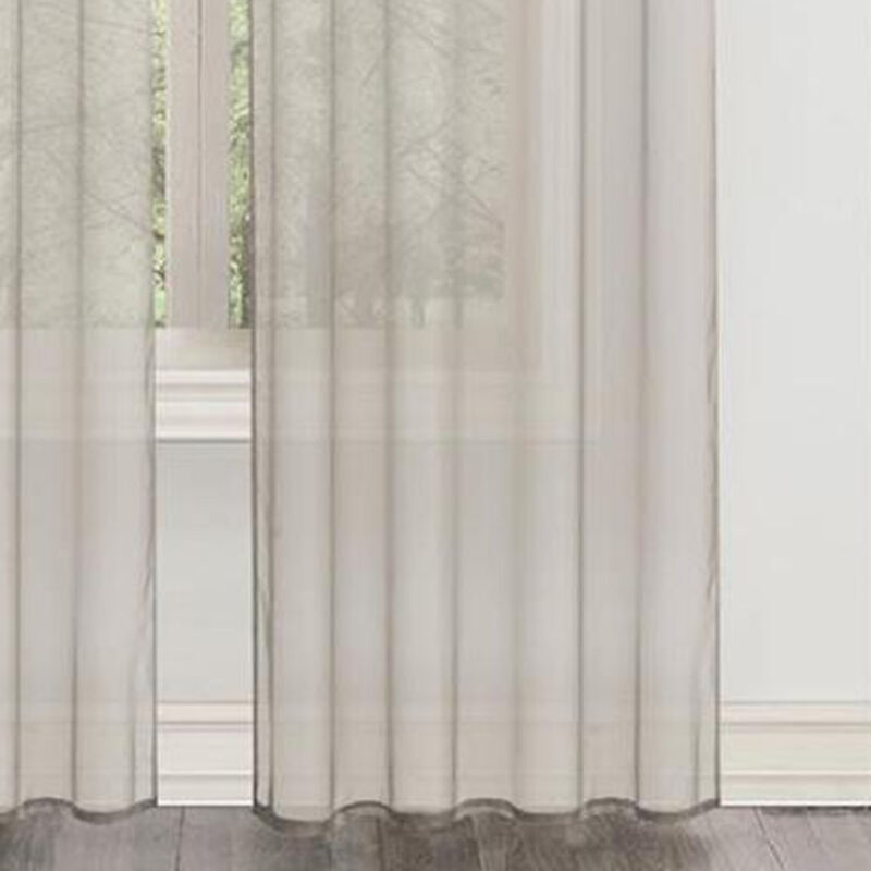 RT Designers Collection Celine Sheer 55 x 90 in. Rod Pocket Curtain Panel Silver