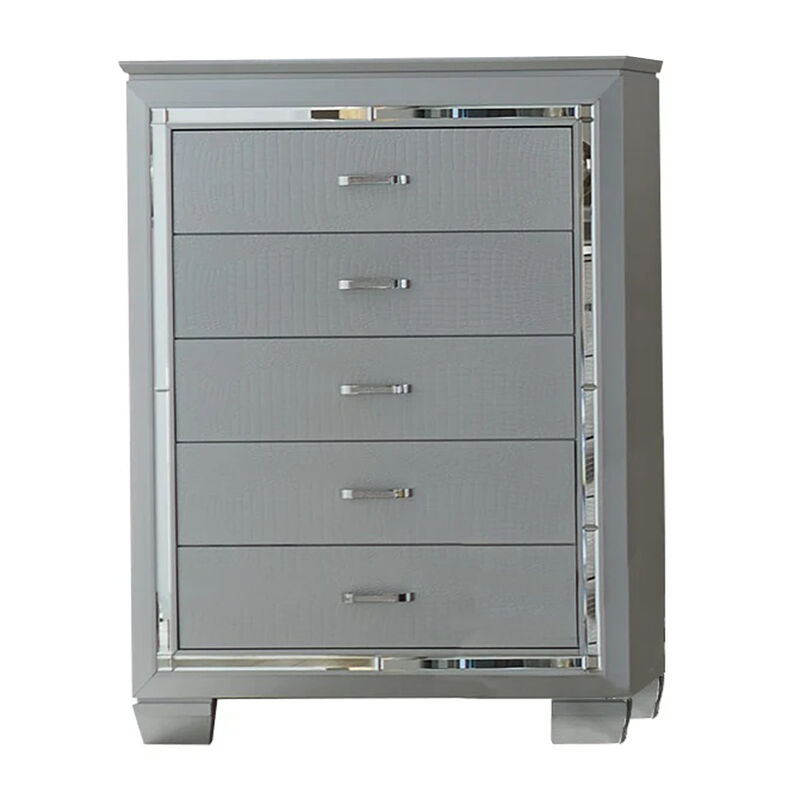 Alen 3 Pc Full Size Bedroom Set, Button Tufting, Mirror Trim, Black - Benzara