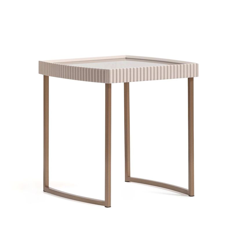 Michael Amini Lisbon Side Table - Silken Cream/Bronze