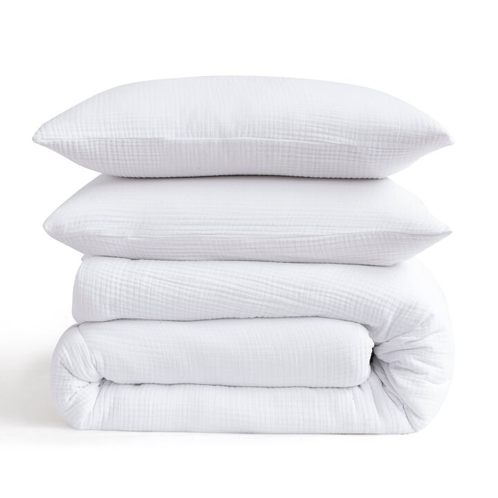 Cotton Voile White Queen Comforter Set