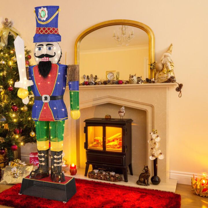 Hivvago 6 Feet Pre-Lit Nutcracker with Sword and 110 LED Lights