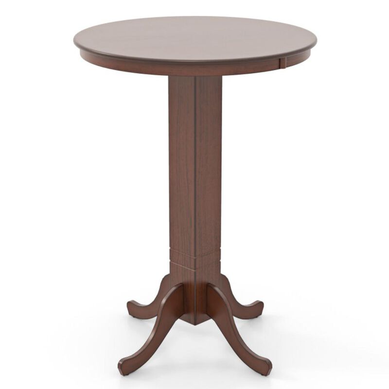 Hivvago Wood Pub Round Dining Table with Pedestal Base