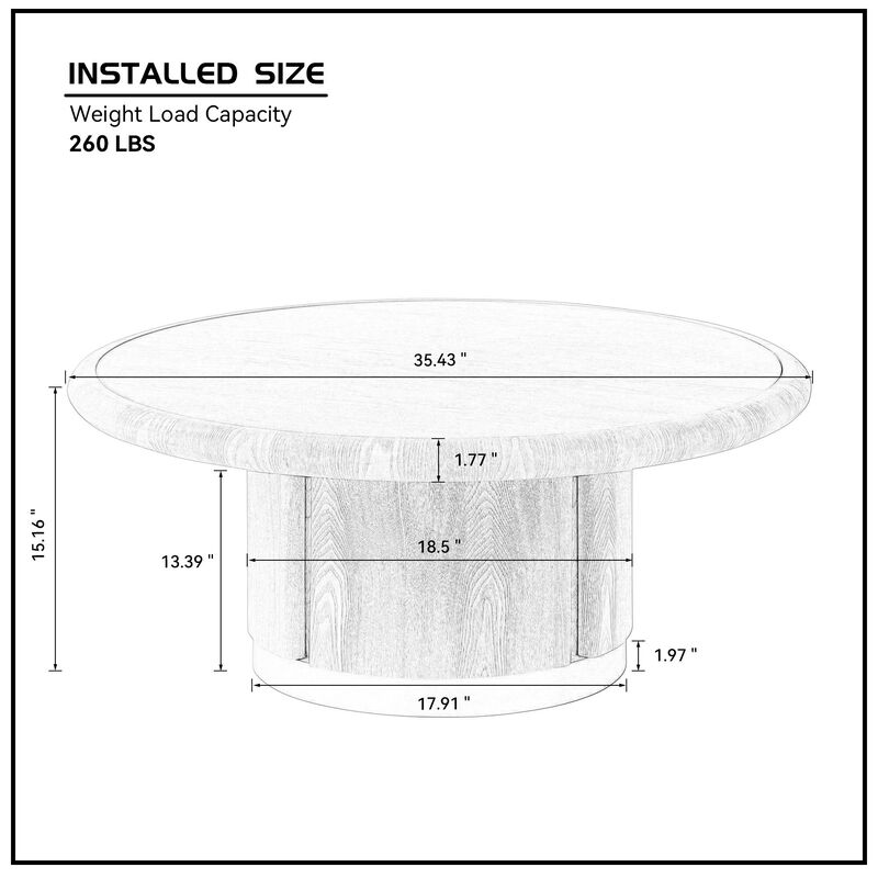 33.86 Inch Square Faux Travertine Pattern Coffee Table for Living Room,MDF Table,Modern Design Irregular Coffee Table with Layered Base image number 3