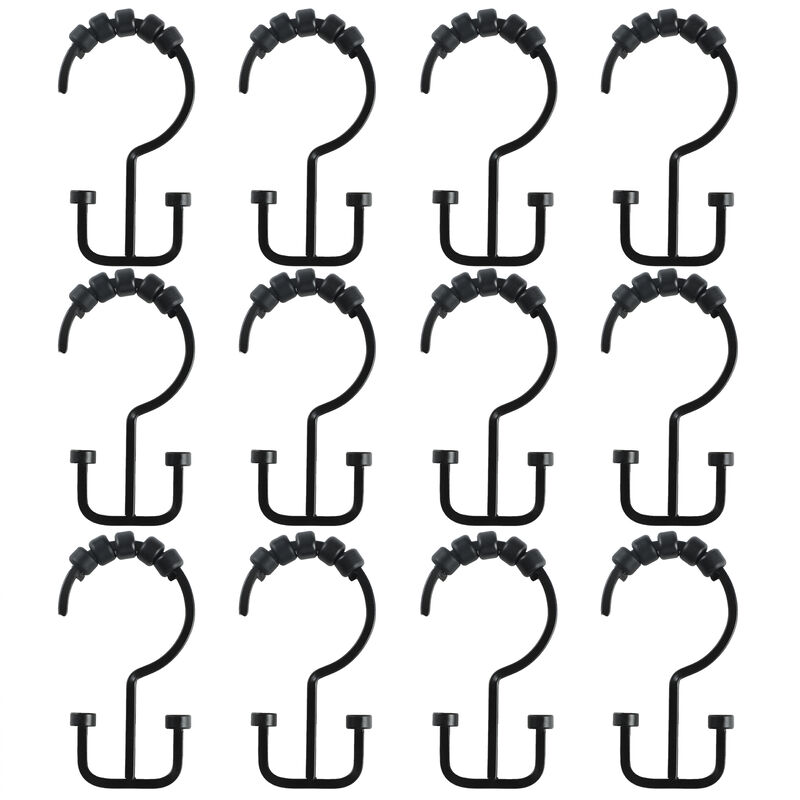 Metal Double Shower Curtain Hooks, Set of 12 image number 5