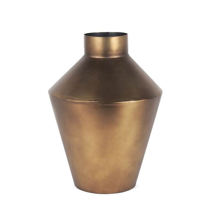 HomeRoots 12" Antiqued Bronze Metal Trumpet Table Vase