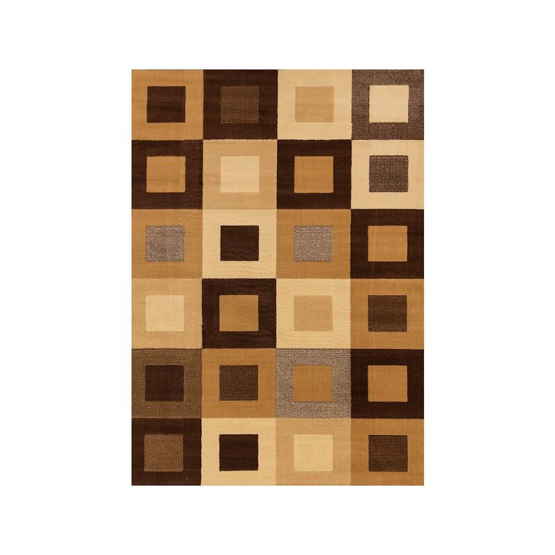 Novelle Home Functional Style Brown Beige Geometric Rug, 5'3 x 7'5 image number 0