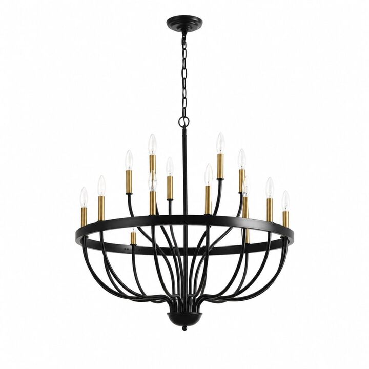 ELEMENT ACE 15-Light Industrial Iron Candle Chandelier Modern Farmhouse Suspended Pendant Light Fixture for Dining Room Bedroom Living Room Kitchen Island Foyer