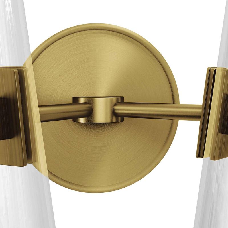Modway Beacon 2-Light Wall Sconce in Clear Satin Brass, Brown, 7 x 12 x 11.5 image number 4