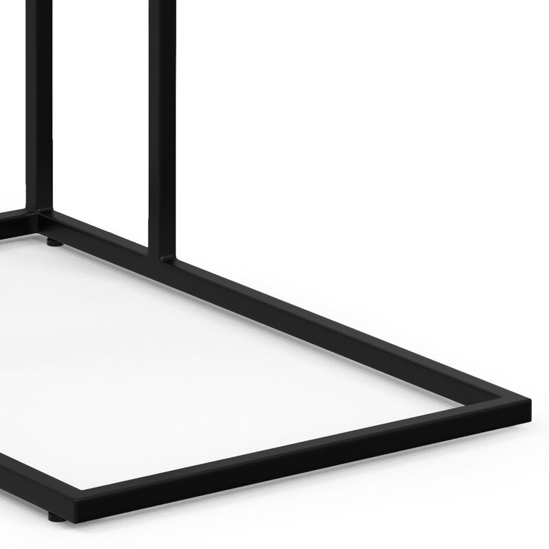 Gallagher SOLID MANGO WOOD and Metal 12 inch Wide Rectangle Industrial C Side Table in Walnut Brown, Fully Assembled