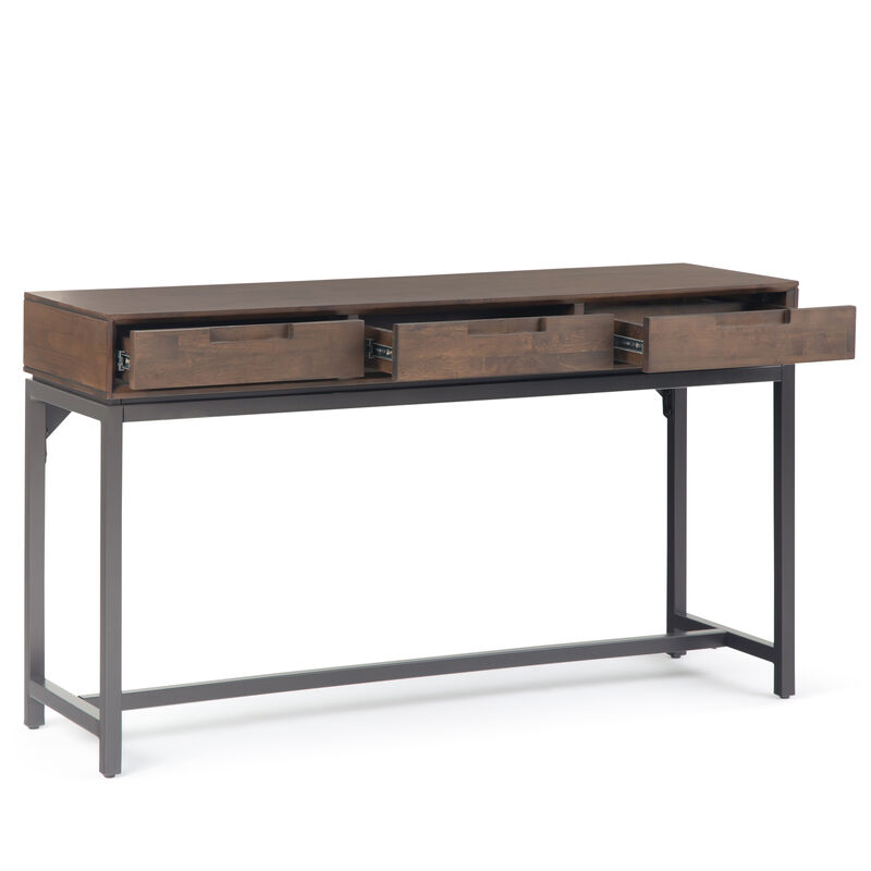 Banting SOLID HARDWOOD and Metal 54 inch Wide Industrial Wide Console Table in Walnut Brown