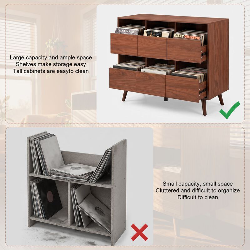 Flukro Vinyl Record Storage Media Console Cabinet image number 6