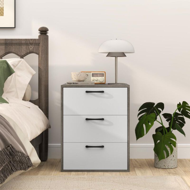 Hivvago Modern Dresser Nightstand with 3 Slide-Out Drawers