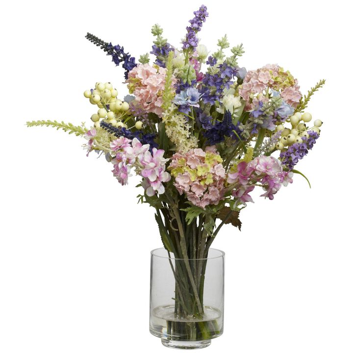 Nearly Natural 16-in Lavender & Hydrangea Arrangement