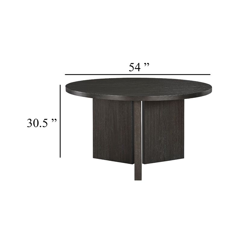 Mez Dining Table, 54 Inch Circular Top, Pedestal Base, Ebony Black image number 4