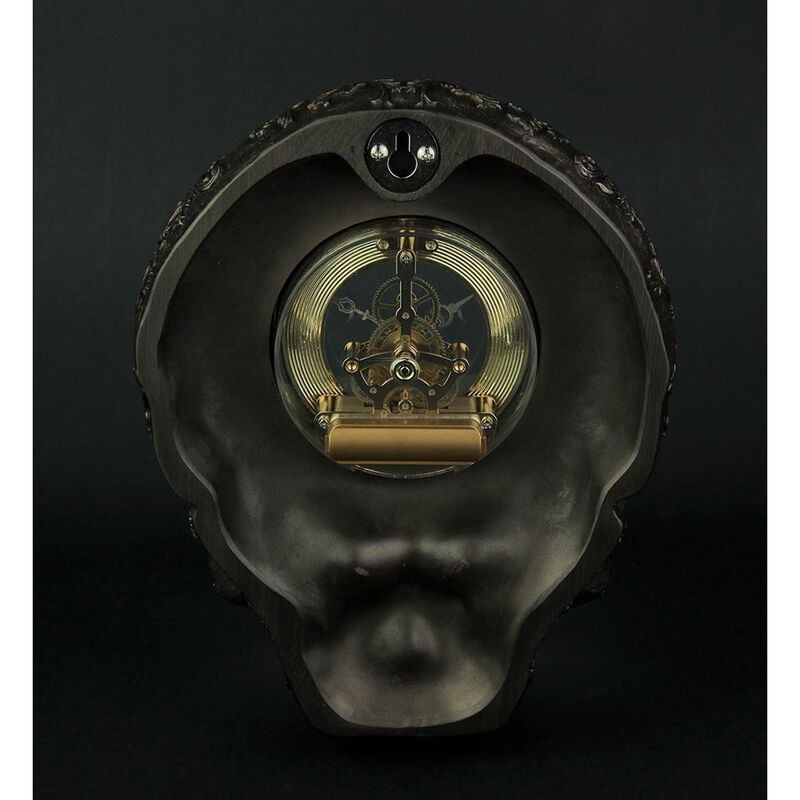 Flat Smiling Decorated Skull Transparent Face Wall Clock image number 2