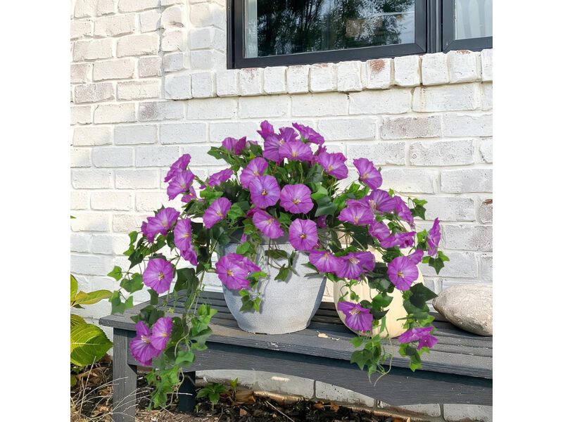 2 Piece Fuchsia Artificial Hanging Flowers UV Resistant Outdoor Garden Porch image number 1